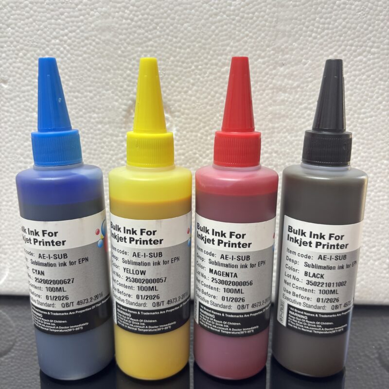 Sublimation Ink Refill Set – 100 mL CMYK Bottles
